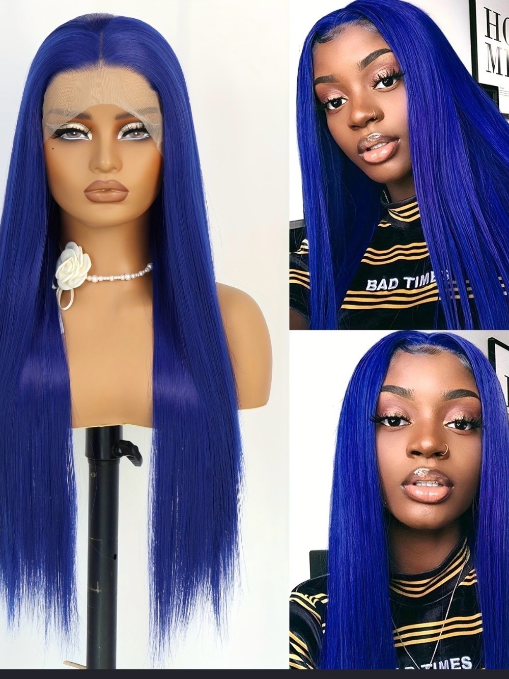 NEW! Blue front lace  wig/ long and straight